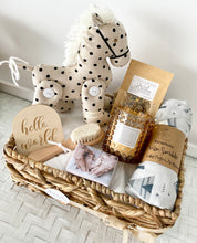 Load image into Gallery viewer, Mumma &amp; Baby Boy Horse Gift Basket Hamper Baby Shower Set Large
