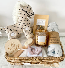 Load image into Gallery viewer, Mumma &amp; Baby Boy Horse Gift Basket Hamper Baby Shower Set Large
