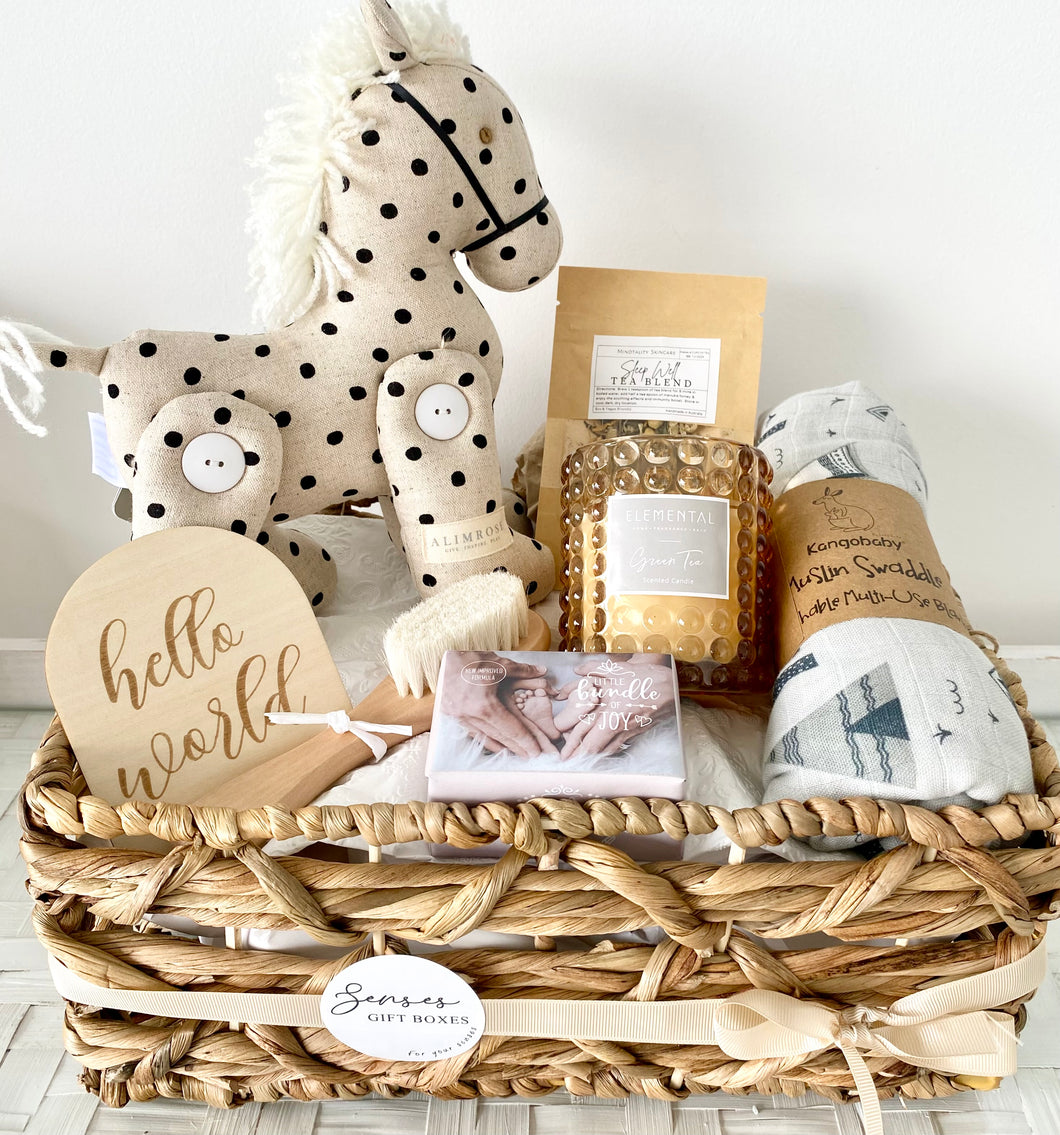 Mumma & Baby Boy Horse Gift Basket Hamper Baby Shower Set Large