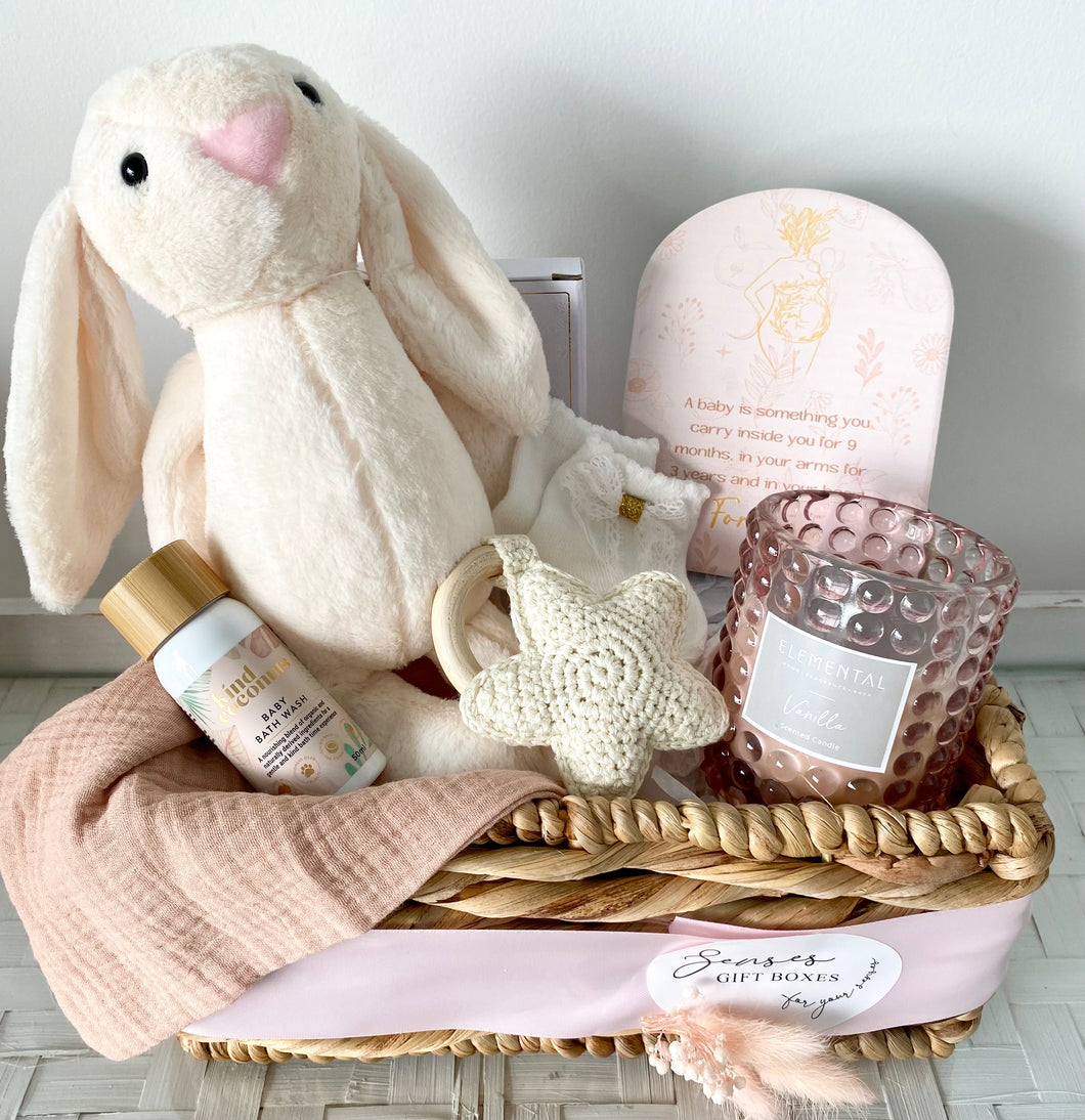Baby Girl Bunny & Mumma Gift Hamper Basket Baby Shower Set