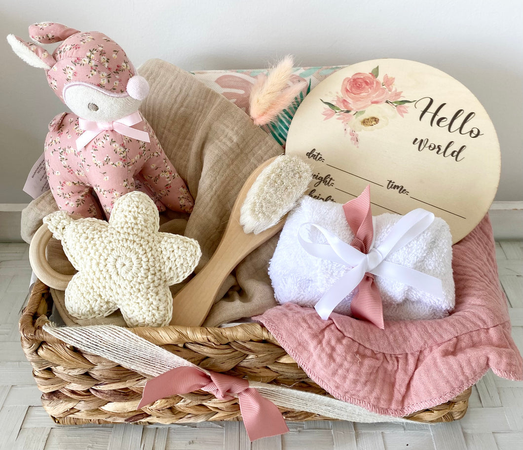 Baby Girl Deer Gift Set Hamper Basket Baby Shower