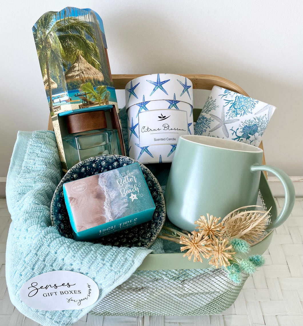 Coastal Hamptons Home Housewarming, Birthday, Gift Basket Hamper Large