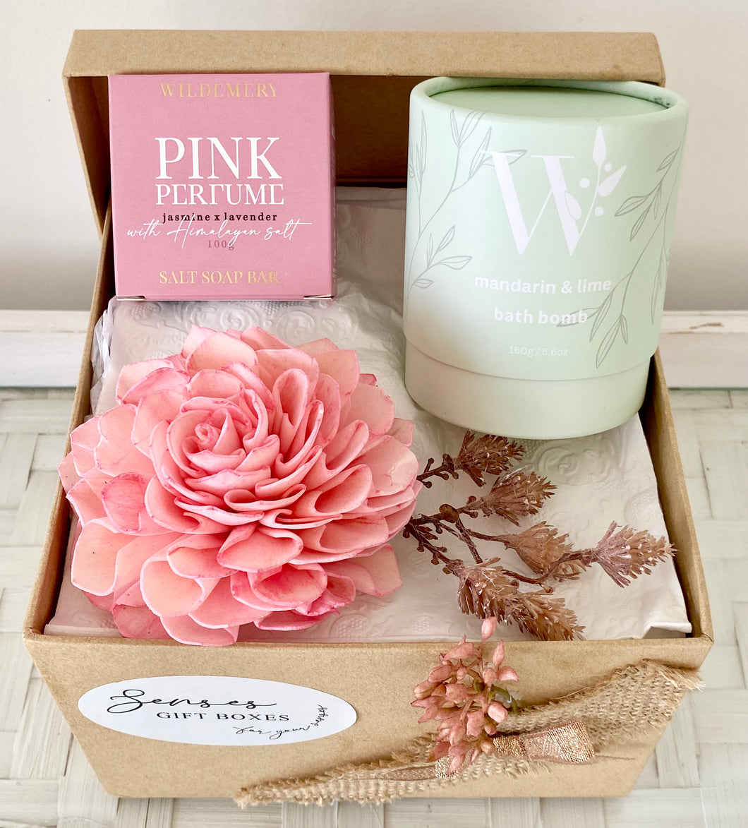 Pink Pamper Gift Box Hamper Thank You, Thinking Of You, Birthday Small